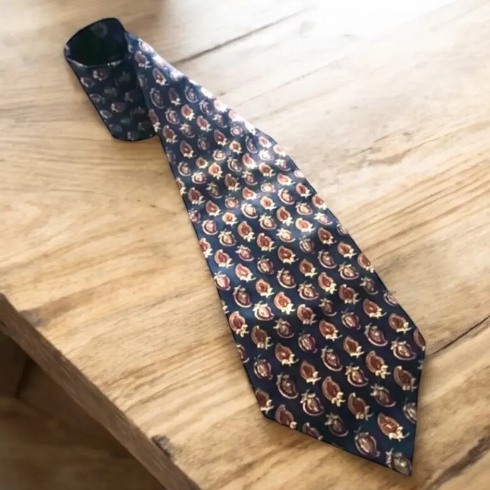 RALPH LAUREN CHAPS Silk Tie VINTAGE Great Condition Blue Gold FAST SHIP 877-13